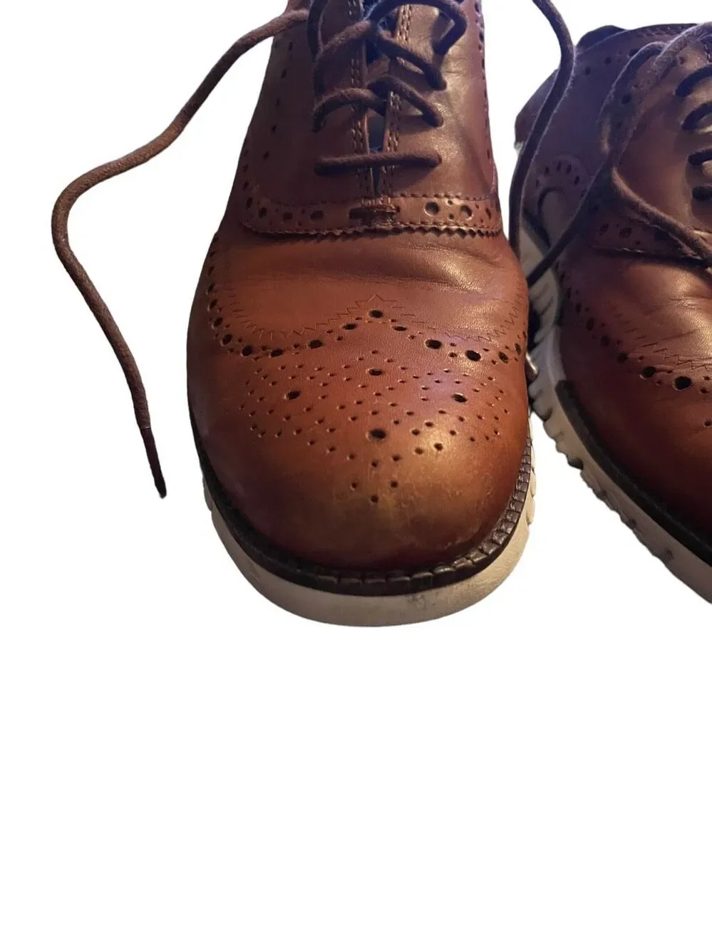 Cole Haan Zerogrand Mens British Tan Wingtip Leather Oxford Shoes Size 9.5D